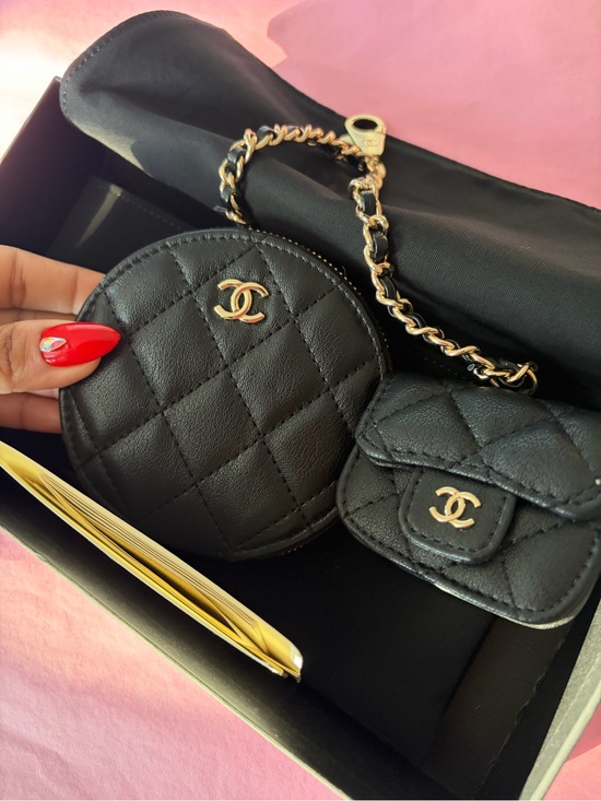 Source Unknown Handbags - Source Unknown Black Quilted Coin Pouch and Mini Wallet with Gold Hardware